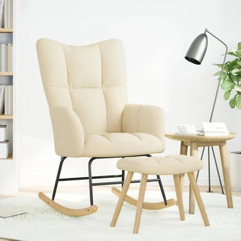 vidaXL Schaukelsessel mit Hocker Creme Stoff (4016807)