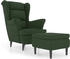 vidaXL Ohrensessel mit Hocker Dunkelgrün Samt 78x90x96 (3115933)