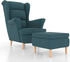 vidaXL Ohrensessel mit Hocker Blau Samt 78x90x96 (3115930)