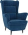 vidaXL Ohrensessel mit Hocker Blau Samt 78x90x96 (3115930)