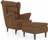 vidaXL Ohrensessel mit Hocker Braun Samt 78x90x96 (3115939)