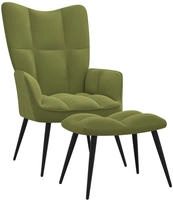 Relaxsessel Mit Hocker Hellgr&uuml;n Samt - Vidaxl