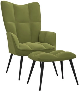 vidaXL Relaxsessel mit Hocker Hellgrün Samt 61x70x96 (328087)