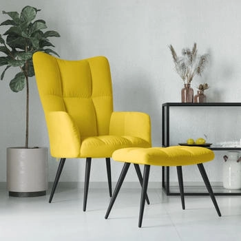 vidaXL Relaxsessel mit Hocker Senfgelb Samt 61x70x96 (328091)