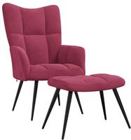 vidaXL Relaxsessel mit Hocker Weinrot Samt