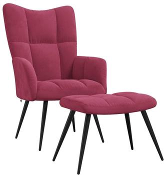 vidaXL Relaxsessel mit Hocker Weinrot Samt 61x70x96 (328089)