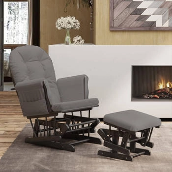 vidaXL Schaukelsessel mit Hocker Gleitend Dunkelgrau Stoff (351667)