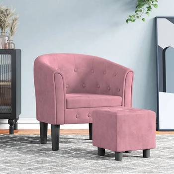 vidaXL Clubsessel mit Fußhocker Rosa Samt (356482)