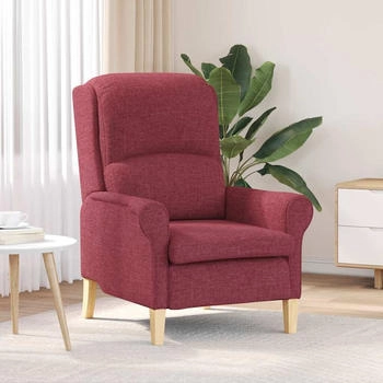 vidaXL Moderner Sessel Weinrot Polyesterstoff mit Holzrahmen Mittel (42009843)