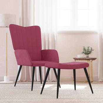 vidaXL Relaxsessel mit Hocker Weinrot Samt 61x70x96 (327693)