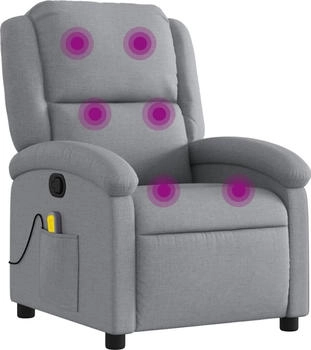 vidaXL Massagesessel Stoff Hellgrau mit manuellem Neigesystem (9839.371763)