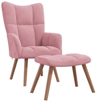 vidaXL Relaxsessel mit Hocker Rosa Samt 47x32x38 cm (328066)