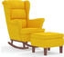 vidaXL Schaukelsessel und Hocker mit Holzbeinen Gelb Samt 78x93x97 cm (3121237)