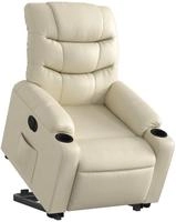 vidaXL Relaxsessel mit Aufstehhilfe Elektrisch Creme Kunstleder