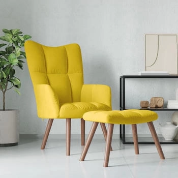 vidaXL Relaxsessel mit Hocker Senfgelb Samt 47x32x38 cm (328069)