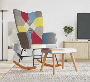 vidaXL Schaukelstuhl mit Hocker Patchwork Stoff 61x78x98 cm (328192)