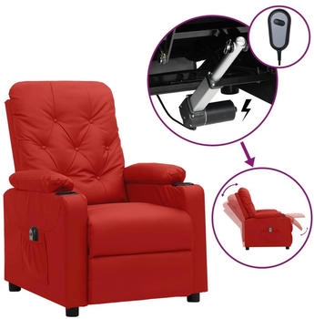 vidaXL Relaxsessel Elektrisch Weinrot Kunstleder (3098869)