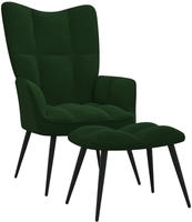 vidaXL Relaxsessel mit Hocker Dunkelgr&uuml;n Samt