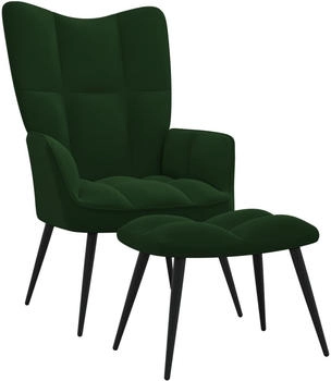 vidaXL Relaxsessel mit Hocker Dunkelgr&uuml;n Samt 61x70x96 (328086)