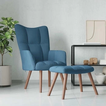 vidaXL Relaxsessel mit Hocker Blau Samt 47x32x38 cm (328072)