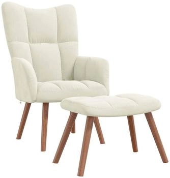 vidaXL Relaxsessel mit Hocker Cremeweiß Samt 47x32x38 cm (328071)