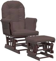 vidaXL Schaukelsessel mit Hocker Gleitend Braun Stoff