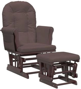 vidaXL Schaukelsessel mit Hocker Gleitend Braun Stoff (351664)