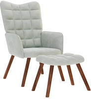 vidaXL Relaxsessel mit Hocker Hellgrau Samt