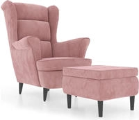 vidaXL Ohrensessel mit Hocker Rosa Samt