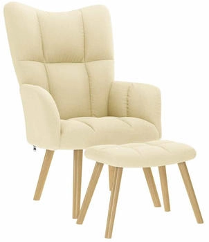 vidaXL Relaxsessel mit Hocker Creme Stoff (4016785)
