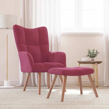 vidaXL Relaxsessel mit Hocker Weinrot Samt 47x32x38 cm (328067)