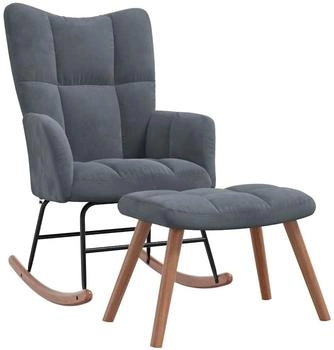 vidaXL Schaukelstuhl mit Hocker Samt Dunkelgrau 61x78x98 cm (328151)