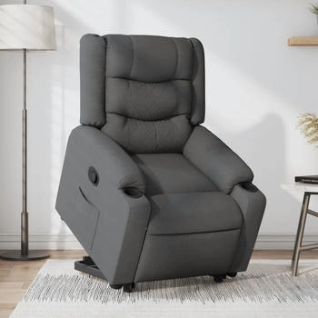 vidaXL Relaxsessel mit Aufstehhilfe Dunkelgrau Stoff (3206574)