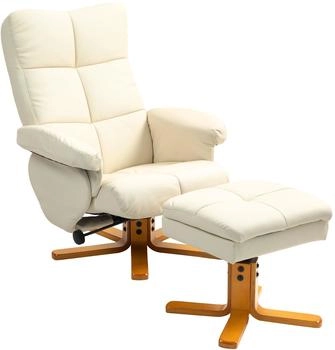 HomCom Relaxsessel mit Hocker (833-359) cremeweiß