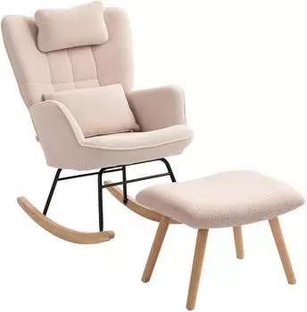 HomCom Schaukelstuhl mit Hocker (83B-449) beige
