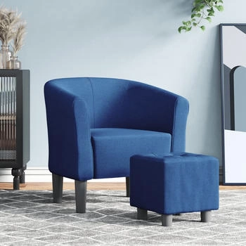 vidaXL Clubsessel mit Fußhocker Blau Stoff (356438)