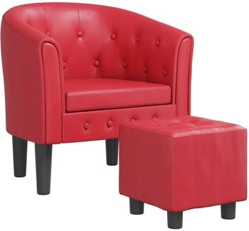 vidaXL Clubsessel mit Fußhocker Rot Kunstleder (356468)