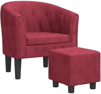 vidaXL Clubsessel mit Fußhocker Weinrot Samt (356483)
