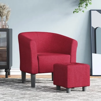 vidaXL Clubsessel mit Fußhocker Weinrot Stoff (356434)