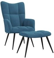 vidaXL Relaxsessel mit Hocker Blau Samt