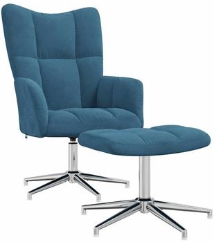 vidaXL Relaxsessel mit Hocker Blau Samt 62x68x98 cm (328138)