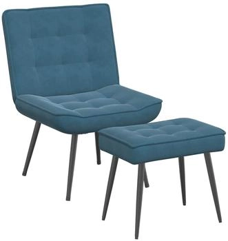 vidaXL Relaxsessel mit Hocker Blau Samt (4012336)