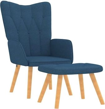 vidaXL Relaxsessel mit Hocker Blau Stoff 47x32x38 cm (327538)