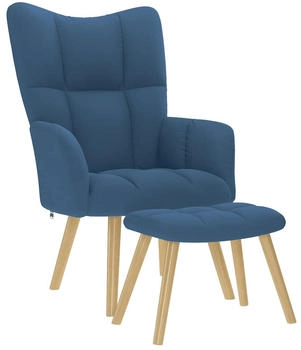 vidaXL Relaxsessel mit Hocker Blau Stoff (4016786)