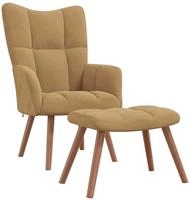 vidaXL Relaxsessel mit Hocker Braun Samt