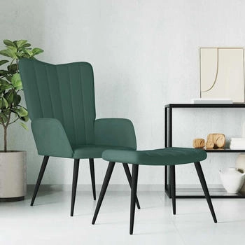 vidaXL Relaxsessel mit Hocker Dunkelgr&uuml;n Samt 61x70x96 (327690)