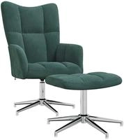 vidaXL Relaxsessel mit Hocker Dunkelgr&uuml;n Samt