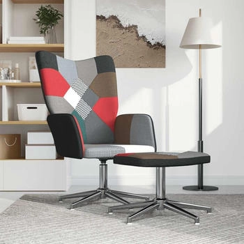 vidaXL Relaxsessel mit Hocker Patchwork Stoff 62x68x98 cm (328202)
