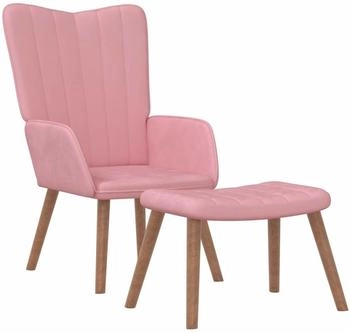 vidaXL Relaxsessel mit Hocker Rosa Samt 47x32x38 cm (327670)
