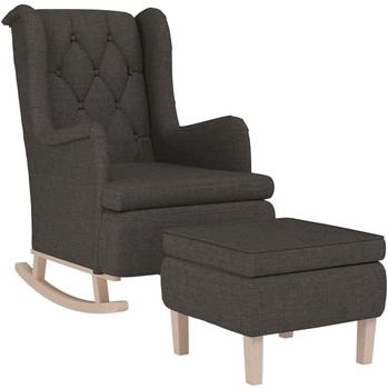vidaXL Schaukelsessel mit Hocker Dunkelgrau Stoff 65x91x100 cm (3121273)
